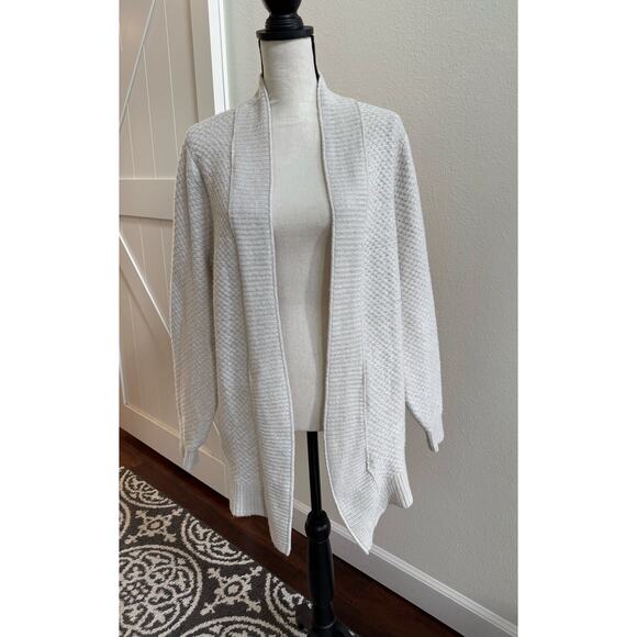 Abercrombie & Fitch Women’s Cozy Texture Knit Open Shawl Cardigan Cream Medium - Picture 2 of 11